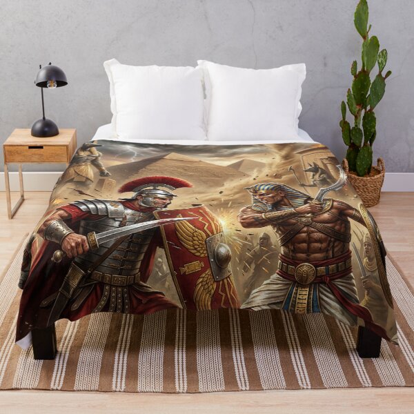 Item preview, Roman Gladiator vs Egyptian Soldier - Battle Fantasy Art designed and sold by Lucid Dream Pixel.