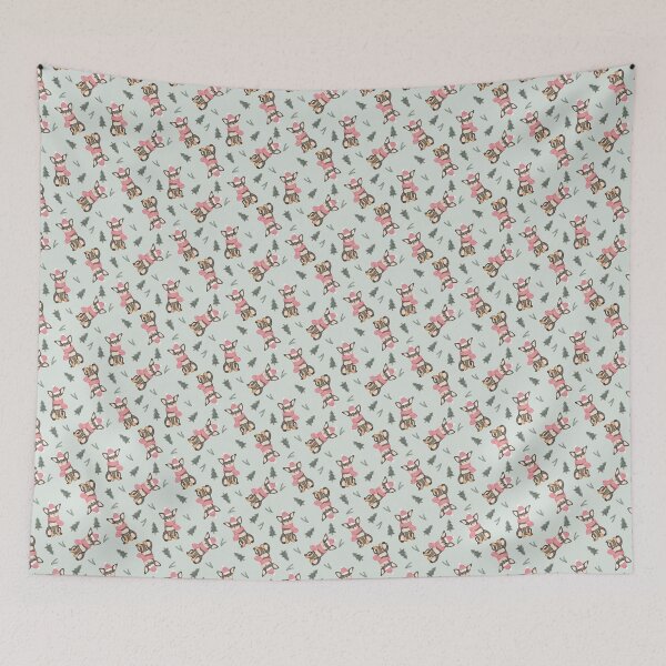 Item preview, Cute Watercolor Chihuahua Pink Scarf Christmas Mint Pattern designed and sold by svitlaarty.