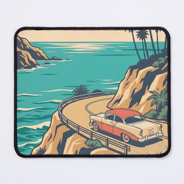 Item preview, Vintage Classic Car on Coastal Road – Retro Beach Drive & Road Trip Design designed and sold by Sea Gem.