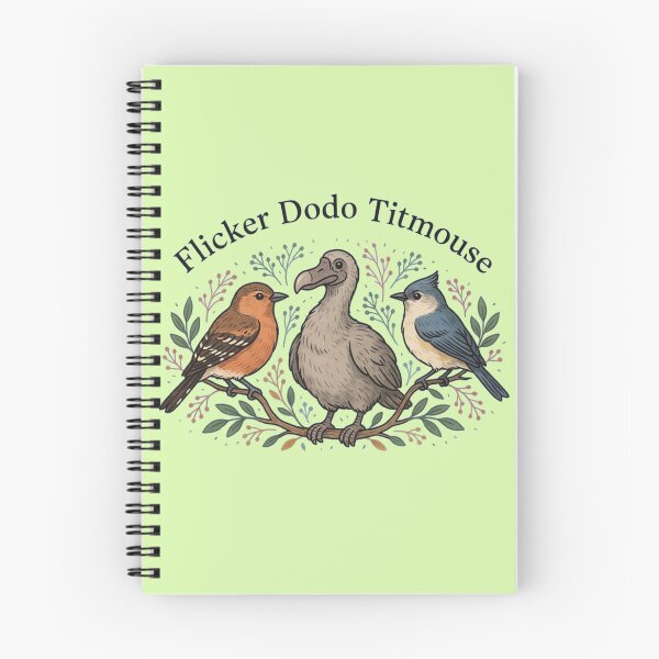 Item preview, Flicker Dodo Titmouse – Vintage Bird Trio Botanical Illustration designed and sold by JaroCreates.