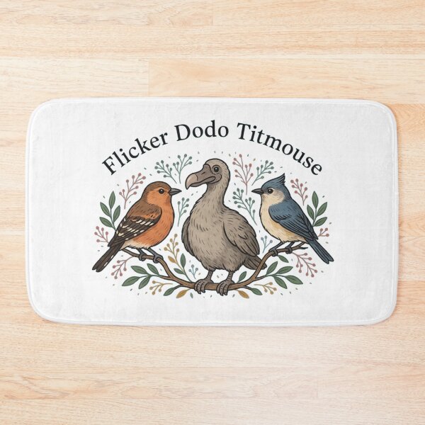 Item preview, Flicker Dodo Titmouse – Vintage Bird Trio Botanical Illustration designed and sold by JaroCreates.