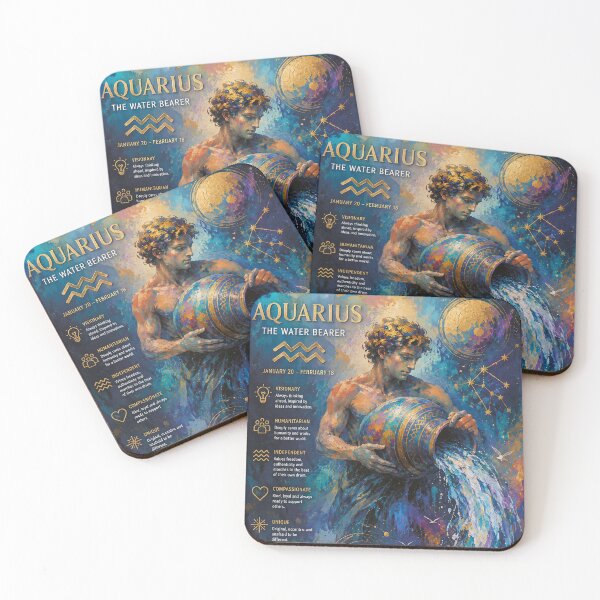 Item preview, Aquarius Painting – Zodiac Sign Celestial Astrology Artwork designed and sold by GalleryKauffeld.