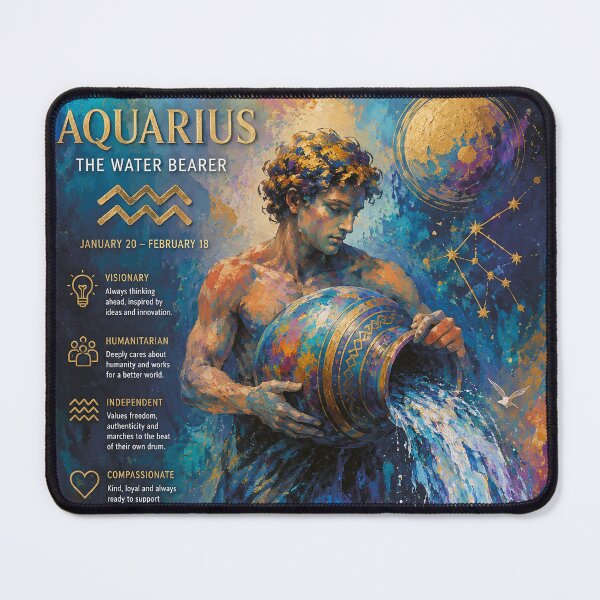 Item preview, Aquarius Painting – Zodiac Sign Celestial Astrology Artwork designed and sold by GalleryKauffeld.
