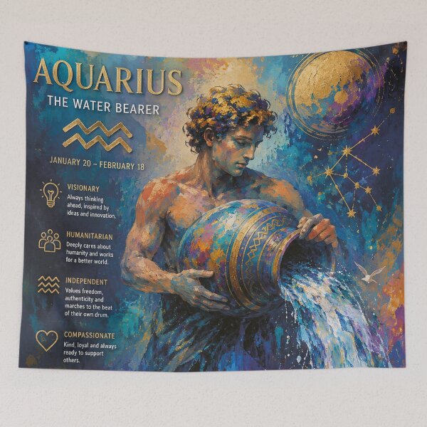 Item preview, Aquarius Painting – Zodiac Sign Celestial Astrology Artwork designed and sold by GalleryKauffeld.