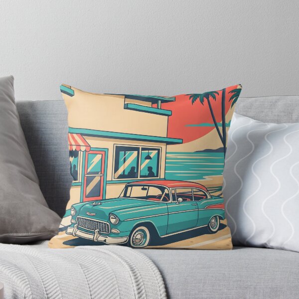 Item preview, Vintage Classic Car at Coastal Restaurant – Retro Beach Road Trip Design designed and sold by Sea Gem.
