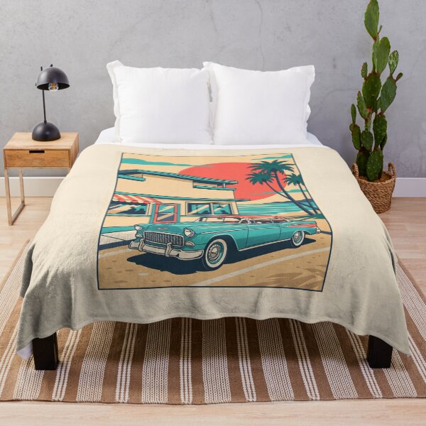 Item preview, Vintage Classic Car at Coastal Restaurant – Retro Beach Road Trip Design designed and sold by Sea Gem.