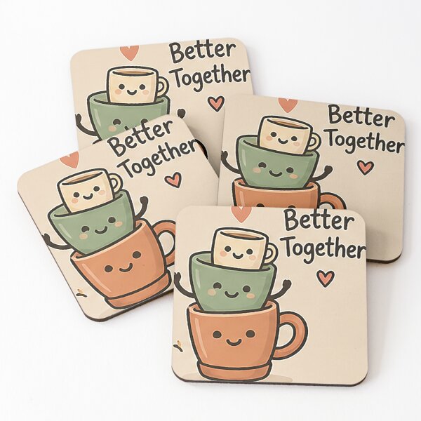 Item preview, Better Together – Cute Kawaii Coffee Cups Friendship Design designed and sold by Sara-Ai.