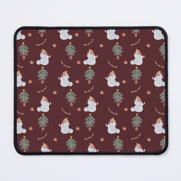 Item preview, Cute Watercolor Dog and Snowman Dark Burgundy Pattern designed and sold by svitlaarty.