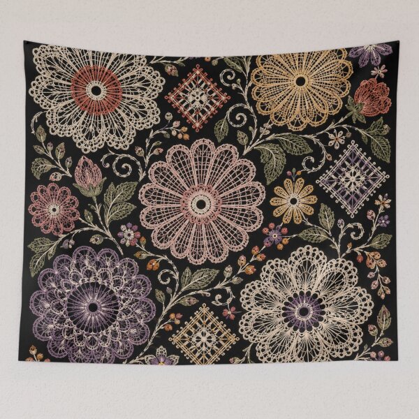 Item preview, Paraguayan Lace Flowers – Ñandutí Inspired Folk Floral Design designed and sold by MarekoraStudio.