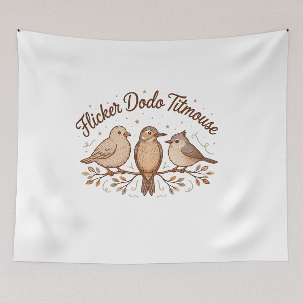 Item preview, Three Curious Birds – Vintage Dodo, Flicker & Titmouse designed and sold by JaroCreates.