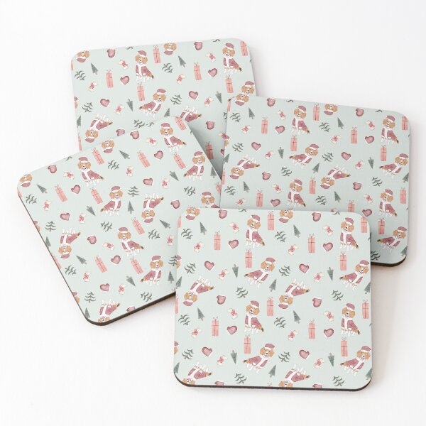 Item preview, Cute Watercolor Beagle in Santa Suit Light Mint Pattern designed and sold by svitlaarty.