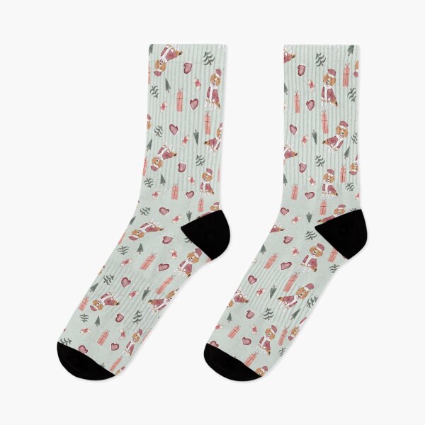 Item preview, Cute Watercolor Beagle in Santa Suit Light Mint Pattern designed and sold by svitlaarty.