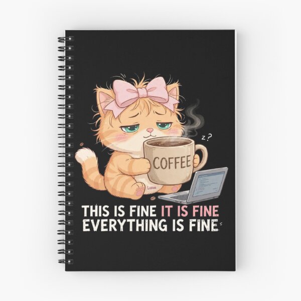 Item preview, Tired Cat Working With Coffee Laptop designed and sold by Luna's World - Moody Vibes Studio.