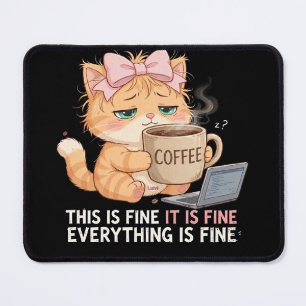 Item preview, Tired Cat Working With Coffee Laptop designed and sold by Luna's World - Moody Vibes Studio.