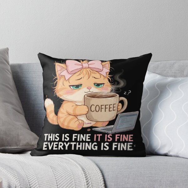 Item preview, Tired Cat Working With Coffee Laptop designed and sold by Luna's World - Moody Vibes Studio.
