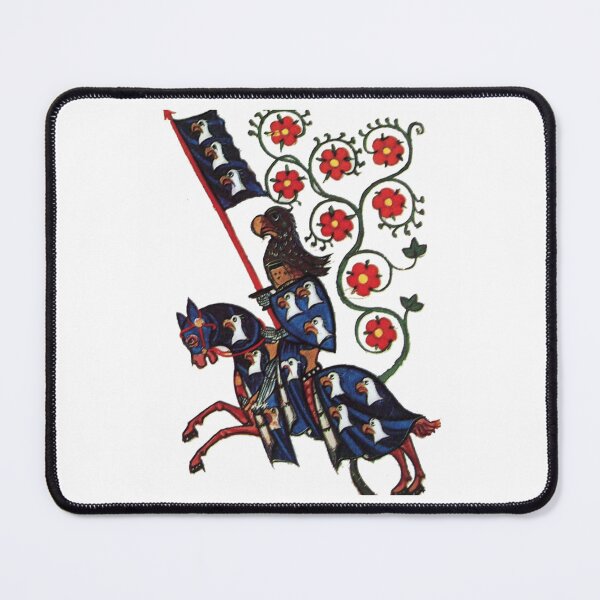 Item preview, Blue knight of eagles horseback, medieval miniature with red roses designed and sold by aidefashions.