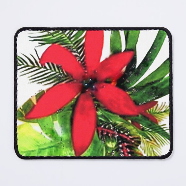 Item preview, Tropical flowers in Christmas colors, original watercolor. designed and sold by aswoa.