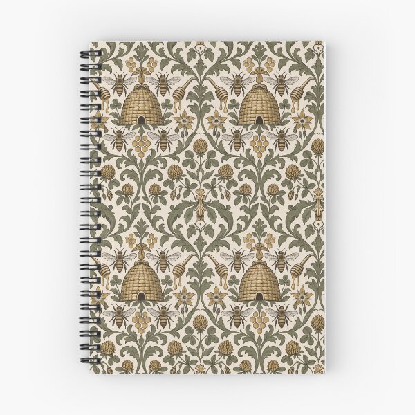 Item preview, Honey Bee Apiary Damask Skep Hive and Honeycomb | Beekeeper Repeat Print designed and sold by StickyGuys.
