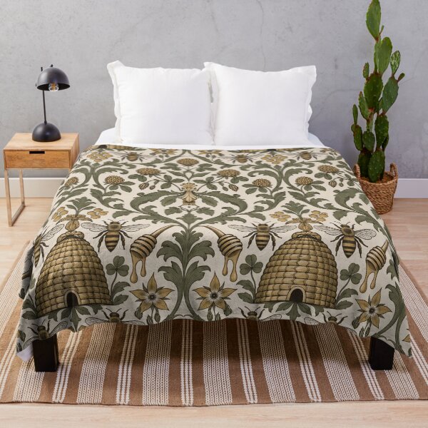 Item preview, Honey Bee Apiary Damask Skep Hive and Honeycomb | Beekeeper Repeat Print designed and sold by StickyGuys.