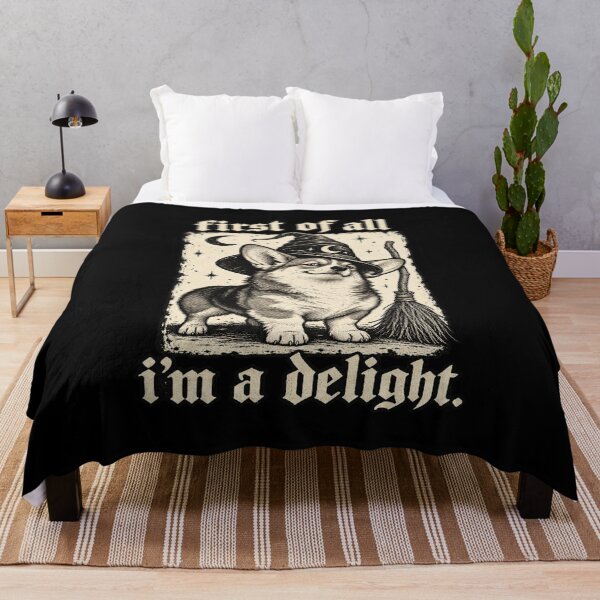 Item preview, First of All I'm a Delight Corgi Halloween Pullover, Funny Witch Corgi Gift, Spooky Dog Lover Graphic Sweatshirt, Cute Corgi designed and sold by ABteech.