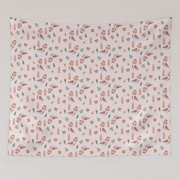 Item preview, Cute Watercolor Spaniel in Santa Suit Soft Pink Pattern designed and sold by svitlaarty.