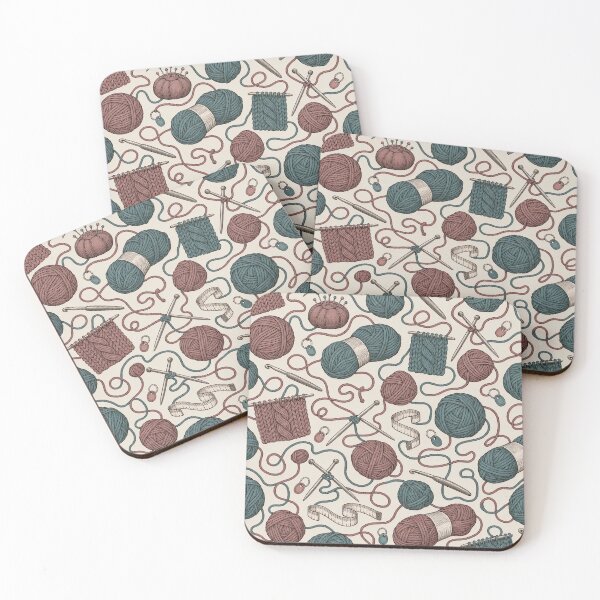 Item preview, Knitting Notions Toile Yarn Skeins Needles and Hooks | Craft Room Repeat Print designed and sold by StickyGuys.