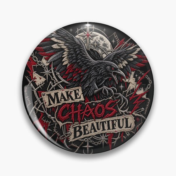 Item preview, Raven Punk Embroidery – Make Chaos Beautiful Gothic Patchwork Art designed and sold by Emoji Emblems.