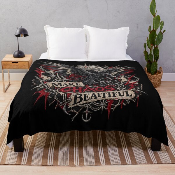 Item preview, Raven Punk Embroidery – Make Chaos Beautiful Gothic Patchwork Art designed and sold by Emoji Emblems.