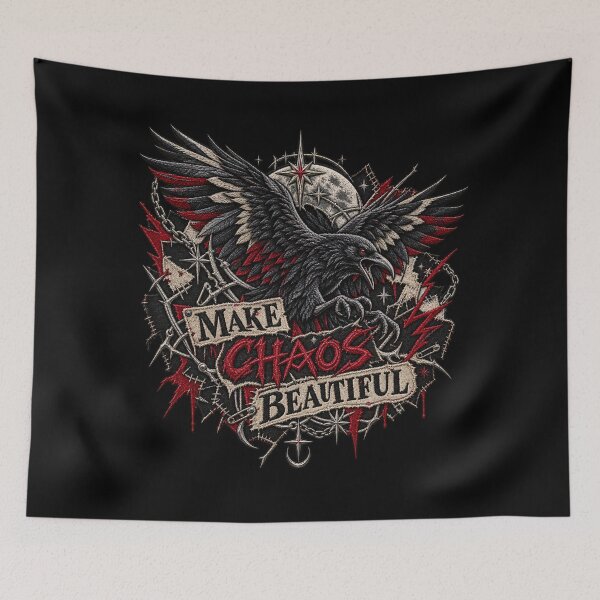 Item preview, Raven Punk Embroidery – Make Chaos Beautiful Gothic Patchwork Art designed and sold by Emoji Emblems.