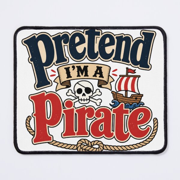 Item preview, Pretend I’m a Pirate – Vintage Pirate Skull and Ship Design designed and sold by BearLoveDesign.