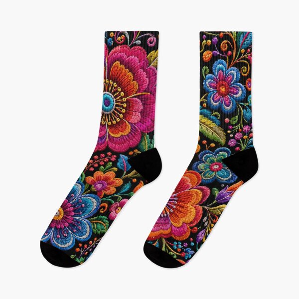 Item preview, Peruvian Folk Flowers – Ayacucho Embroidery Inspired Floral Garden designed and sold by MarekoraStudio.