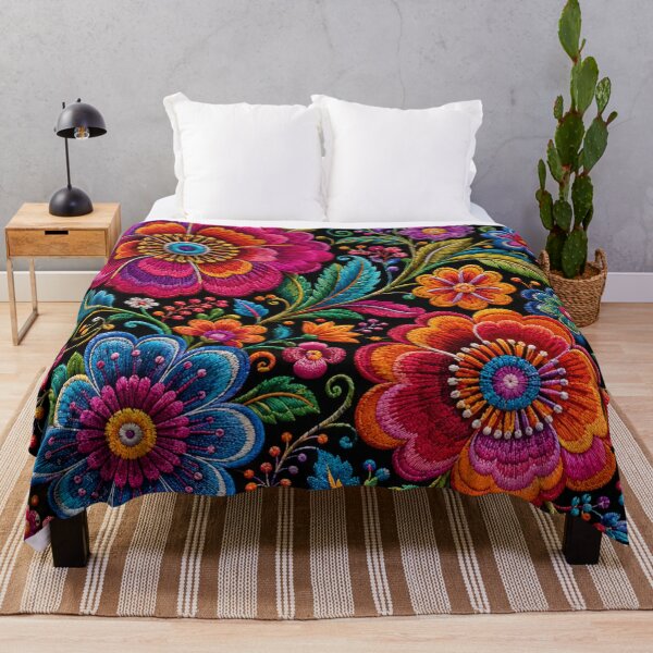 Item preview, Peruvian Folk Flowers – Ayacucho Embroidery Inspired Floral Garden designed and sold by MarekoraStudio.