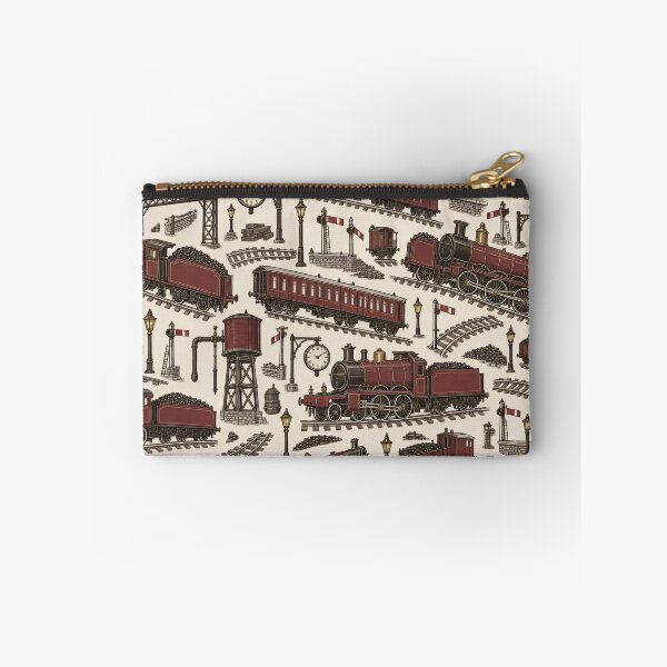 Item preview, Steam Locomotive Toile Engines Signals and Water Towers | Railway Repeat Print designed and sold by StickyGuys.