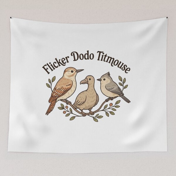 Item preview, Whimsical Bird Garden – Dodo, Flicker & Titmouse designed and sold by JaroCreates.