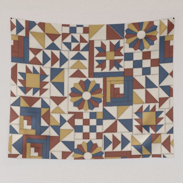 Item preview, Patchwork Quilt Block Repeat Log Cabin and Flying Geese | Quilting Print designed and sold by StickyGuys.