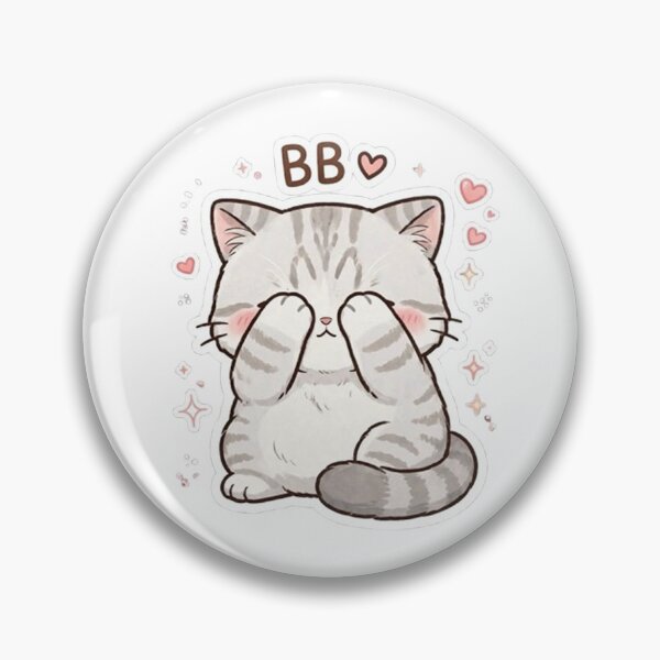 Item preview, Cute Shy Kitten Peekaboo - Kawaii Shy Tabby Cat "BB" Hearts designed and sold by PetalsPaws.