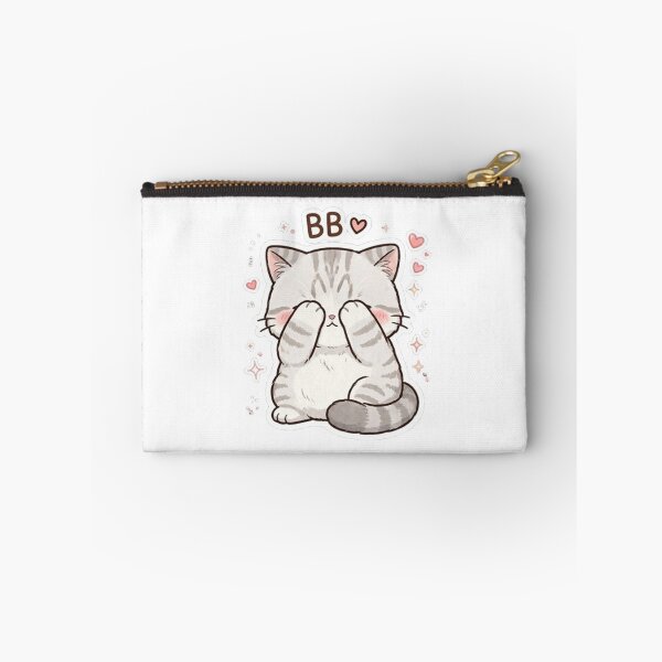Item preview, Cute Shy Kitten Peekaboo - Kawaii Shy Tabby Cat "BB" Hearts designed and sold by PetalsPaws.