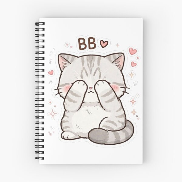 Item preview, Cute Shy Kitten Peekaboo - Kawaii Shy Tabby Cat "BB" Hearts designed and sold by PetalsPaws.