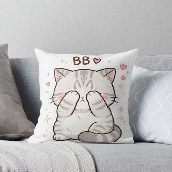 Item preview, Cute Shy Kitten Peekaboo - Kawaii Shy Tabby Cat "BB" Hearts designed and sold by PetalsPaws.