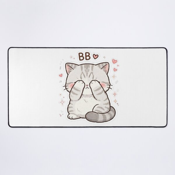 Item preview, Cute Shy Kitten Peekaboo - Kawaii Shy Tabby Cat "BB" Hearts designed and sold by PetalsPaws.