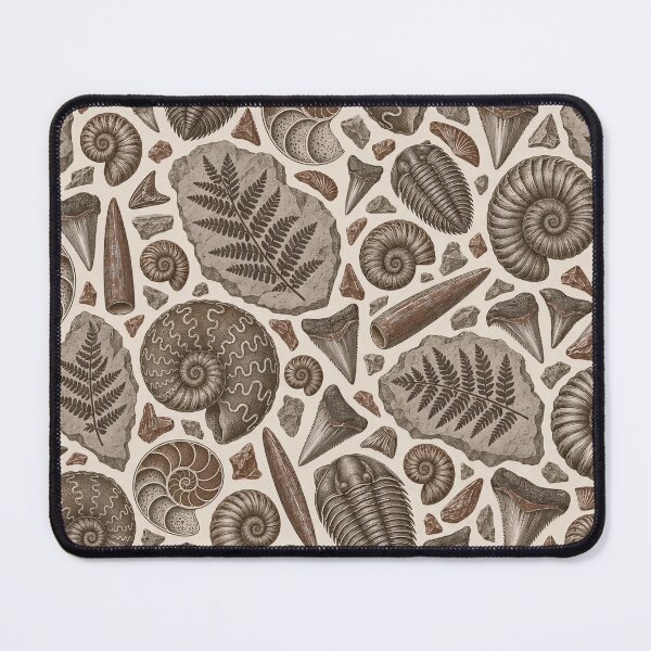 Item preview, Fossil Specimen Plate Repeat Ammonites Trilobites and Ferns | Geology Print designed and sold by StickyGuys.