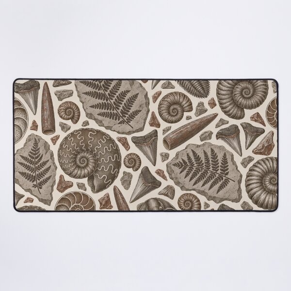 Item preview, Fossil Specimen Plate Repeat Ammonites Trilobites and Ferns | Geology Print designed and sold by StickyGuys.