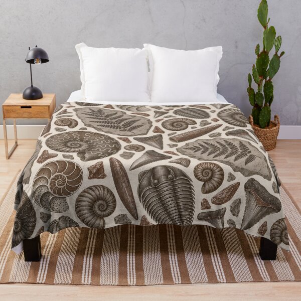Item preview, Fossil Specimen Plate Repeat Ammonites Trilobites and Ferns | Geology Print designed and sold by StickyGuys.