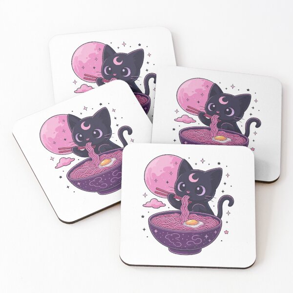 Item preview, Kawaii Cat Eating Ramen Vintage Japanese Art designed and sold by ellapaintcoast.