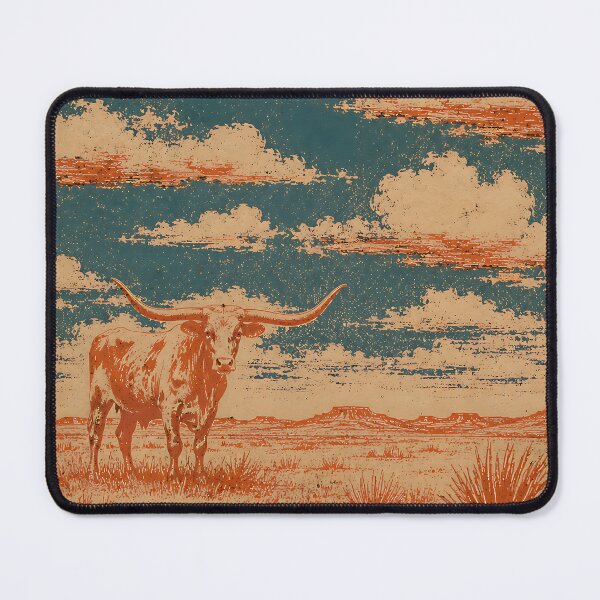 Item preview, Vintage Longhorn Desert Landscape Western Art designed and sold by artswag.