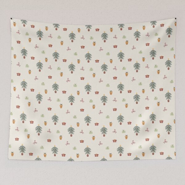 Item preview, Cute Watercolor Christmas Trees and Gifts Cream Pattern designed and sold by svitlaarty.
