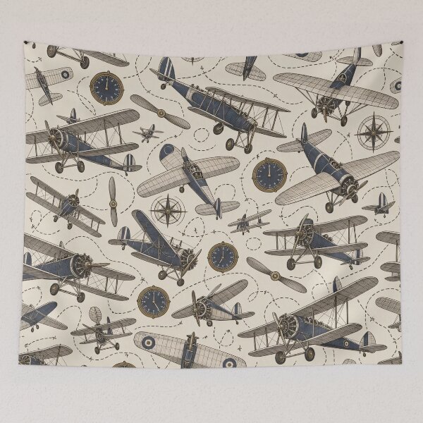 Item preview, Golden Age Aviation Repeat Biplanes Compasses and Dials | Vintage Flight Print designed and sold by StickyGuys.