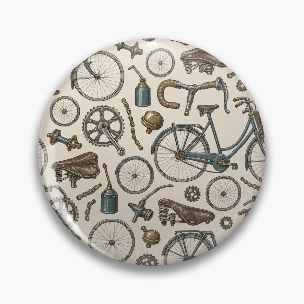 Item preview, Vintage Bicycle Toile Frames Chainrings and Leather Saddles | Cycling Repeat Print designed and sold by StickyGuys.