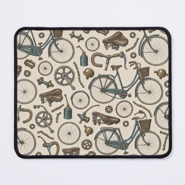 Item preview, Vintage Bicycle Toile Frames Chainrings and Leather Saddles | Cycling Repeat Print designed and sold by StickyGuys.
