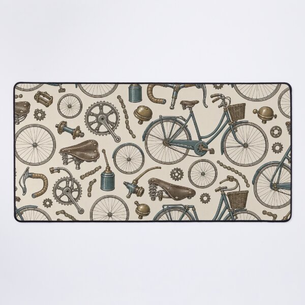 Item preview, Vintage Bicycle Toile Frames Chainrings and Leather Saddles | Cycling Repeat Print designed and sold by StickyGuys.